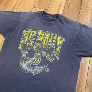 Vintage US‎ Navy Military T Shirt Men's Size XL 1989 Faded Single Stitch
